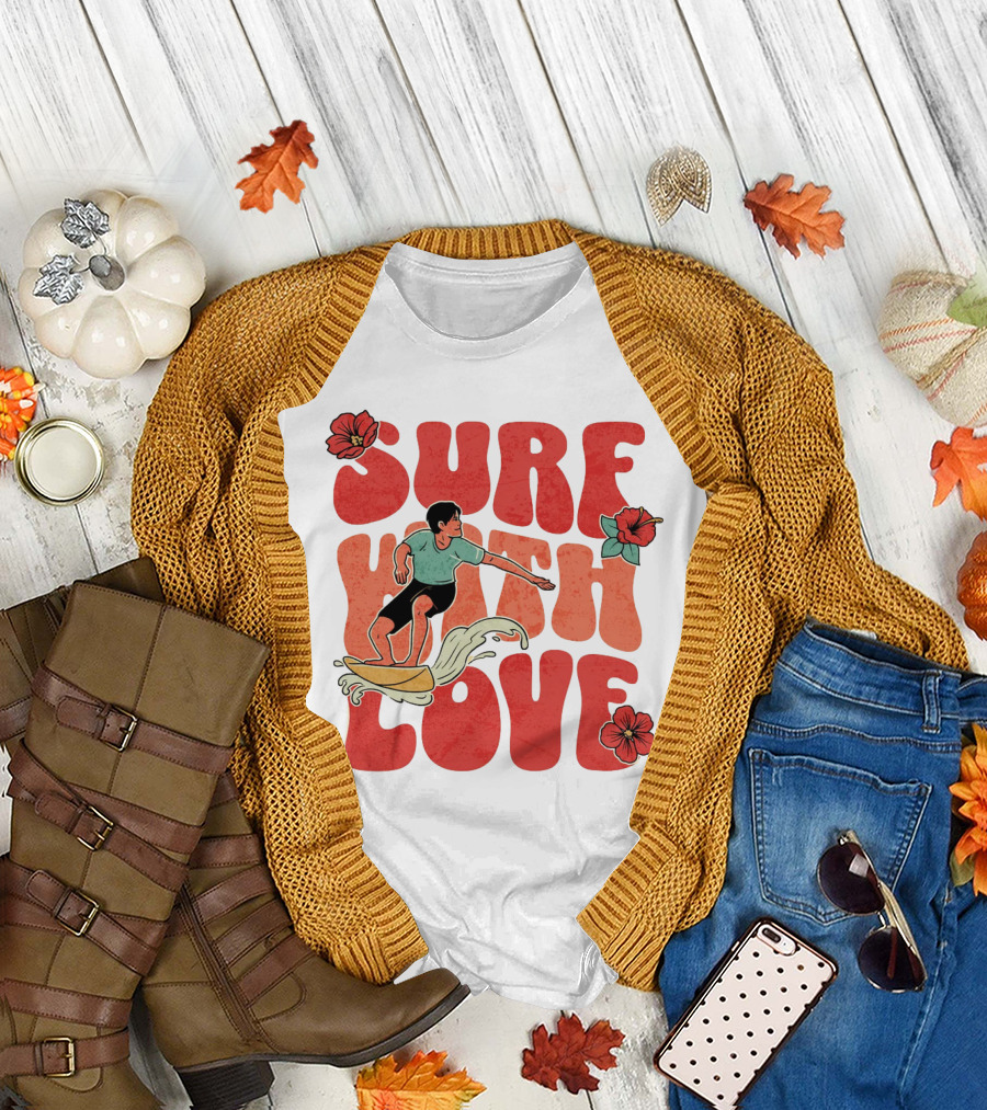 Surf With Love Hibiscus Wave Rider T-Shirt