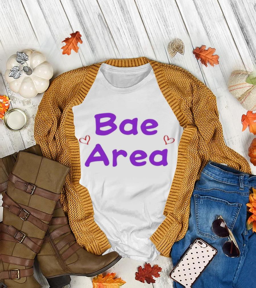 Bae Area Purple Text with Red Hearts T-Shirt