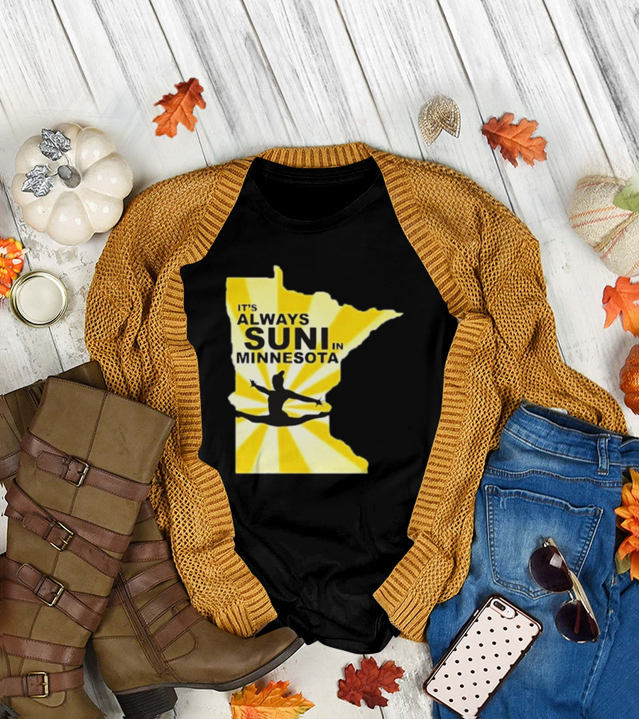 It's Always Suni In Minnesota Gymnastics Silhouette State Outline T-Shirt