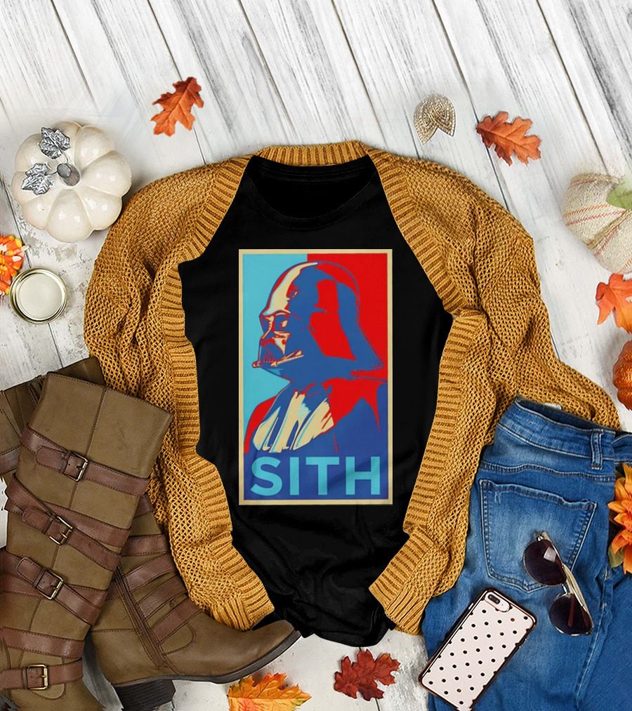 Darth Vader Sith Hope Poster Style Blue Red T-Shirt