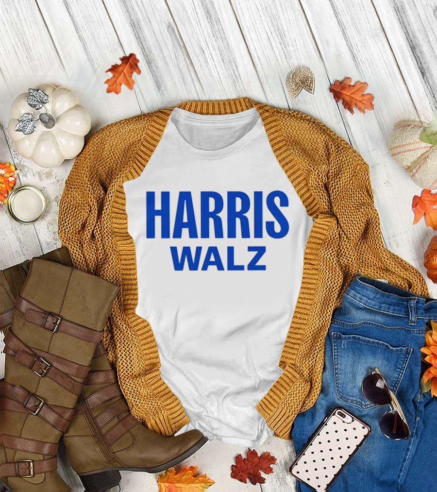 Harris Walz Ned Lamont Blue Text T-Shirt