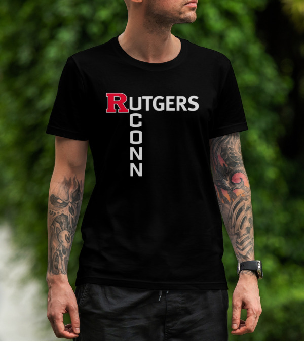 Rutgers Scarlet Knights UConn Huskies Vertical Textblock T-Shirt