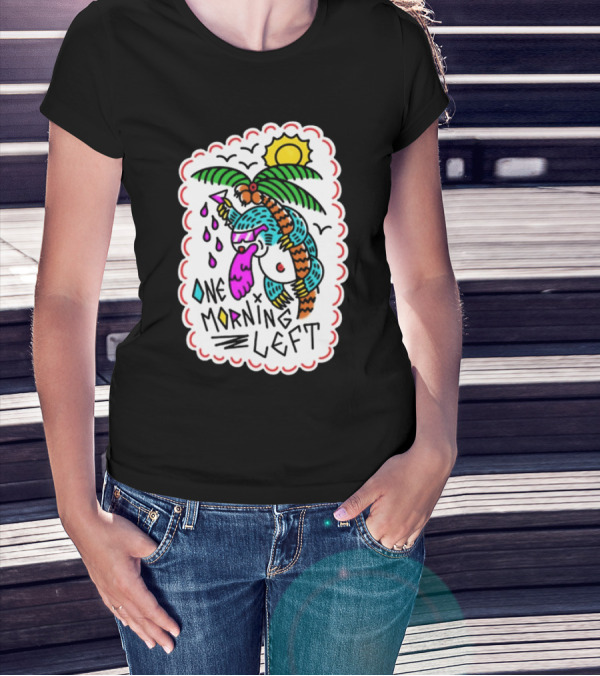 One Morning Left Palm Sloth Tropical Sunset Vibes T-Shirt