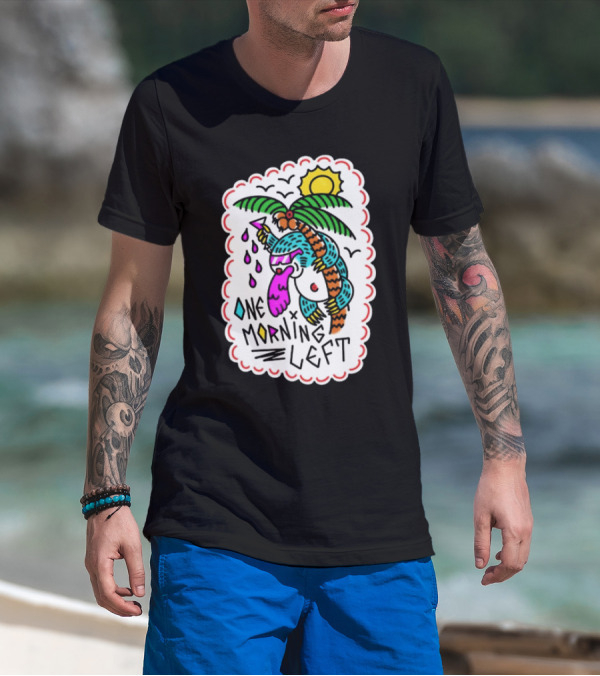 One Morning Left Palm Sloth Tropical Sunset Vibes T-Shirt