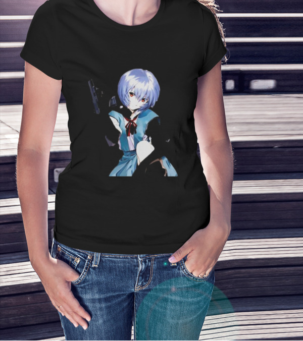 Zofrec Rei Ayanami With Gun Anime Character T-Shirt