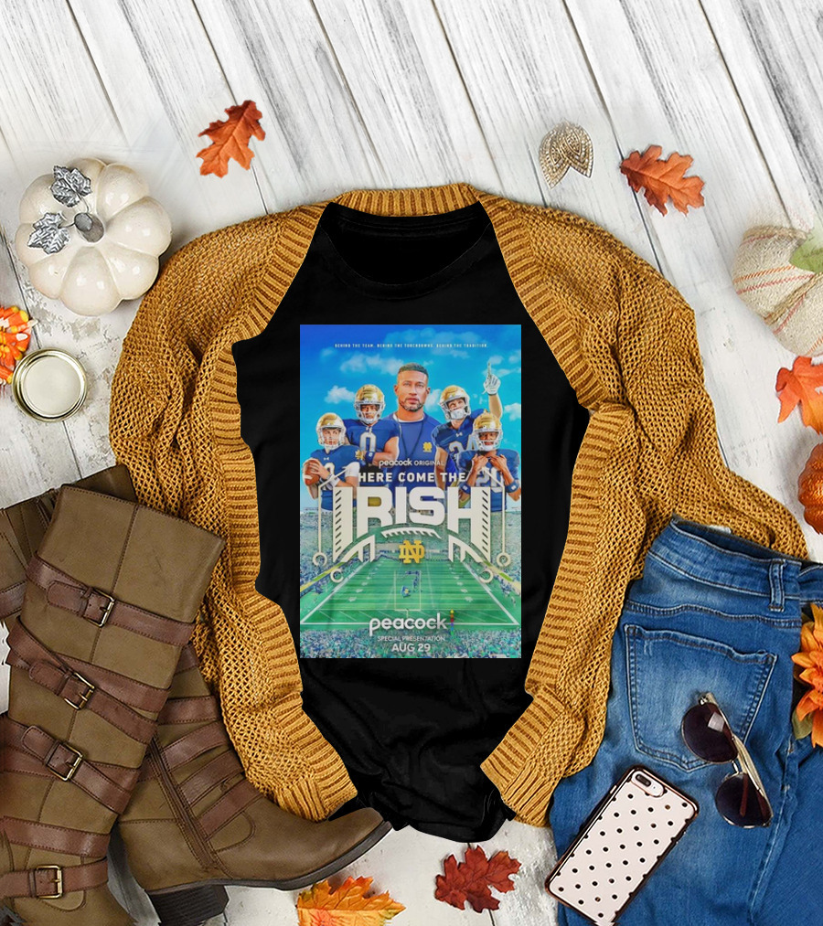 Notre Dame Fighting Irish Peacock Original Here Come the Irish Aug 29 Special Presentation T-Shirt