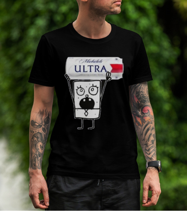 Doodlebob Michelob Ultra Holding Beer Can T-Shirt