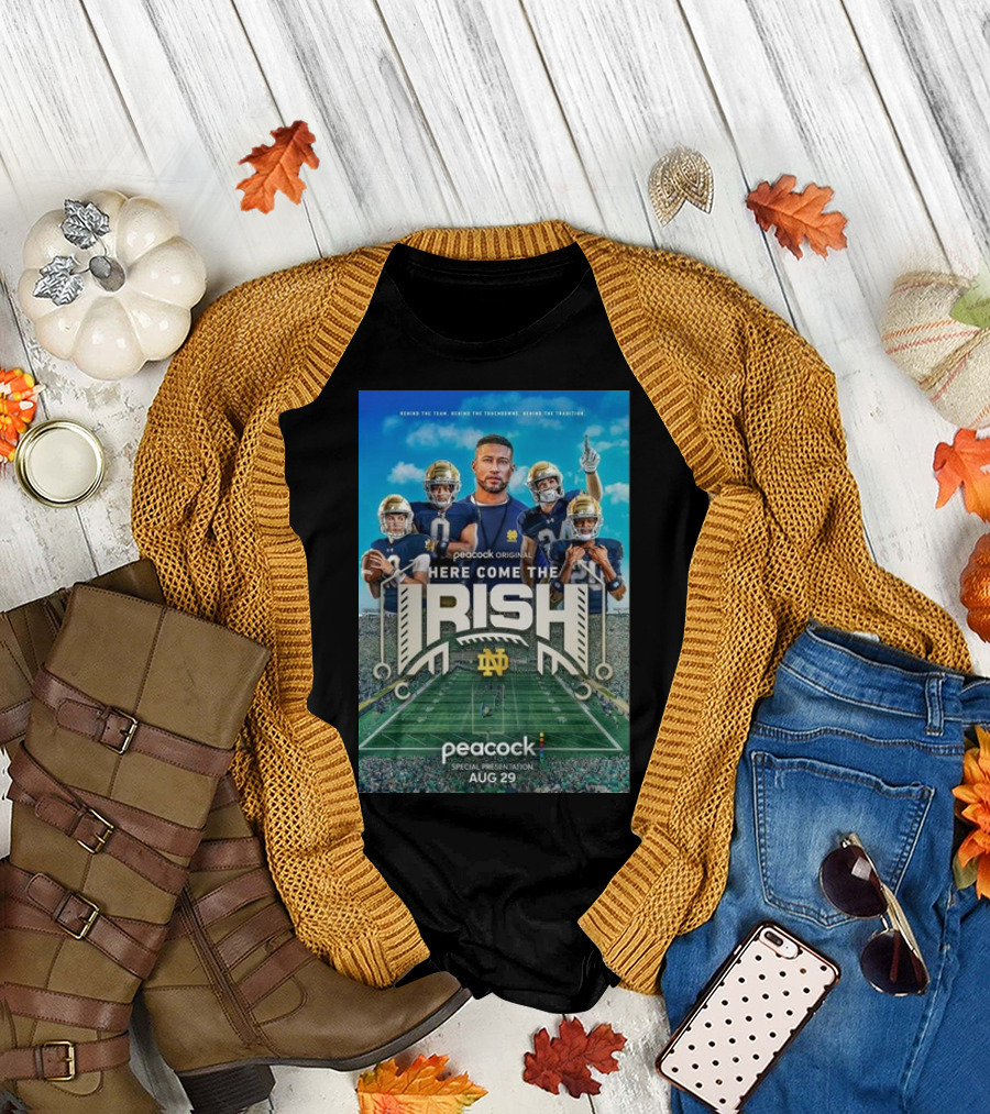 Notre Dame Fighting Irish Peacock Original Here Come The Irish Special Presentation Aug 29 T-Shirt