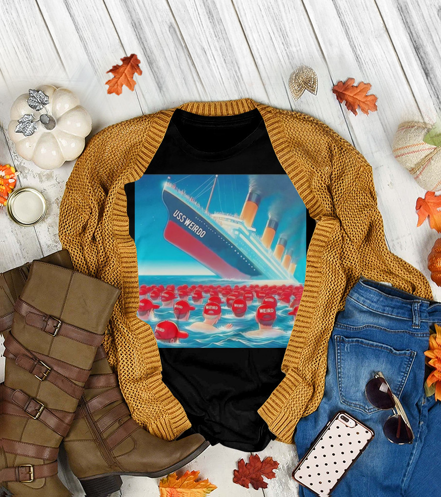USS Weirdo Sinking with Red Hat Wearers Floating T-Shirt