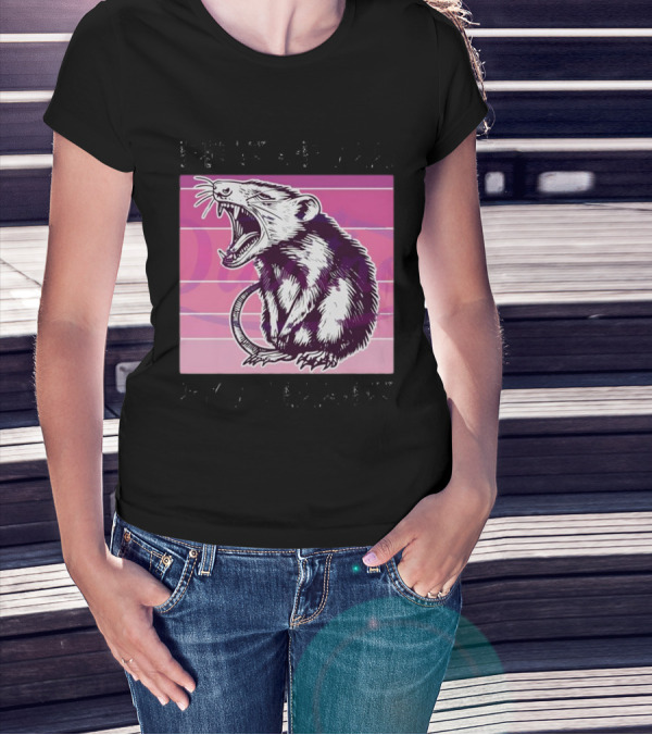 First Of All I’m A Delight Sarcastic Possum Yawning Sketch On Pink T-Shirt