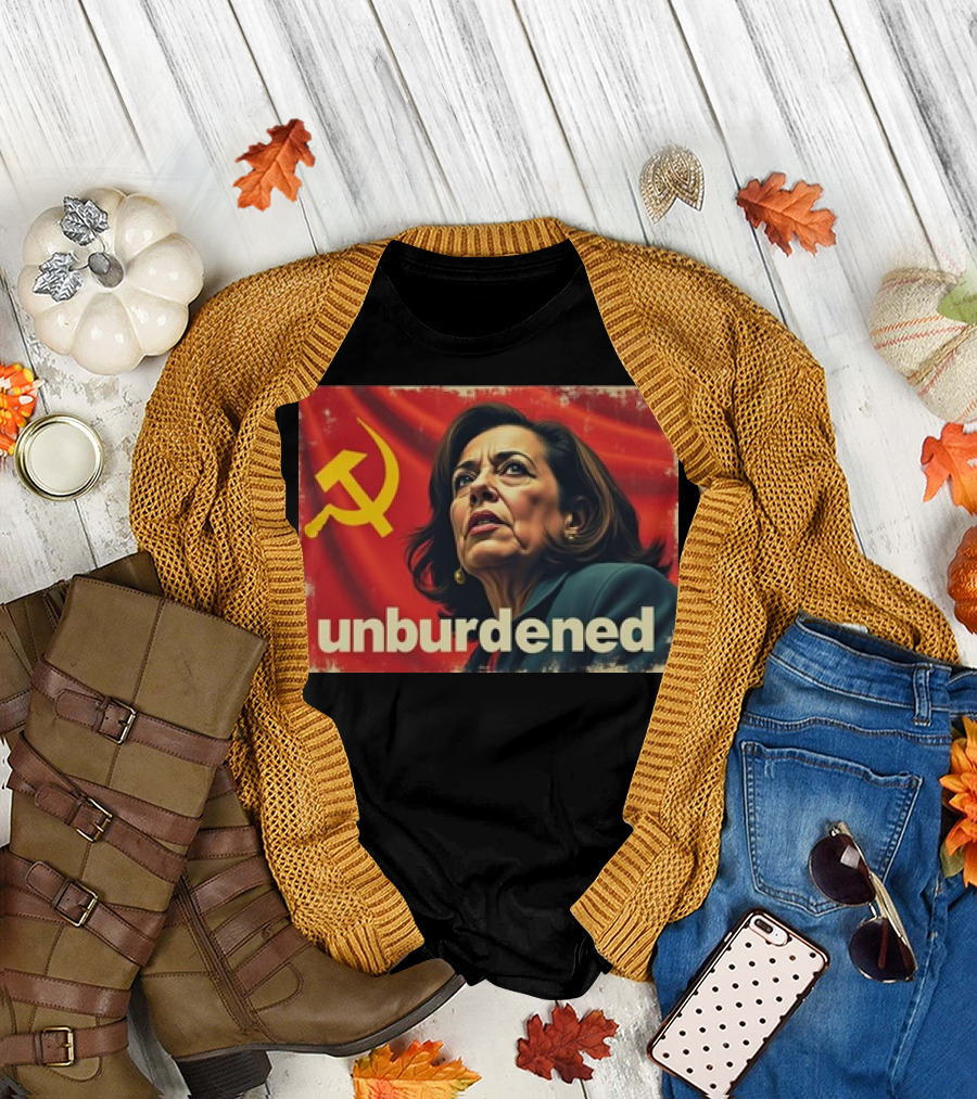 Unburdened Kamala Harris Hammer and Sickle Red Flag T-Shirt