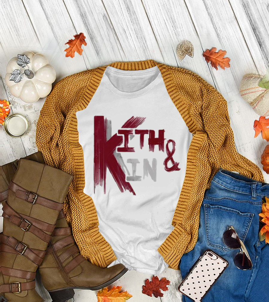 Kith and Kin Bold Red and Gray Text T-Shirt