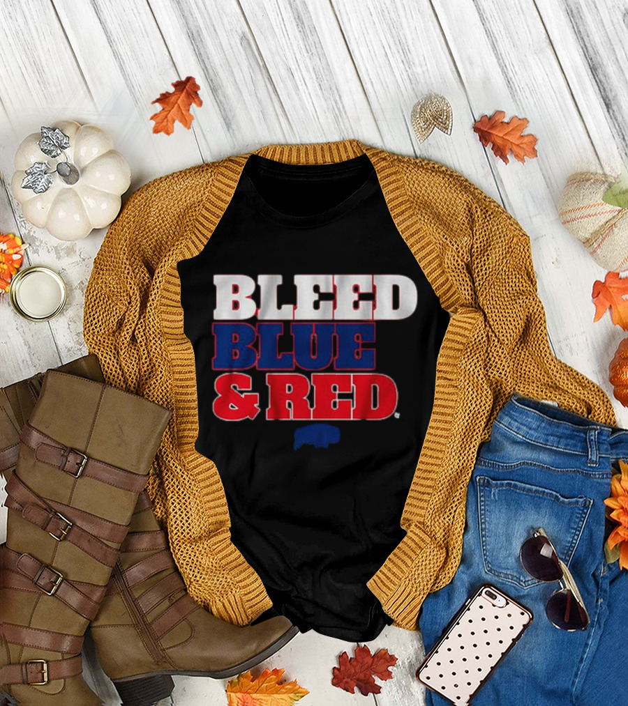 Buffalo Football Bleed Blue and Red Team Spirit T-Shirt