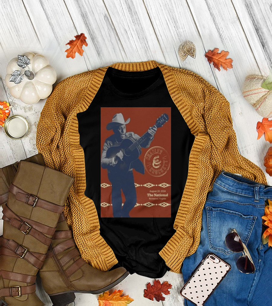 Charley Crockett August 20 2024 Richmond VA The National Cowboy Guitarist T-Shirt