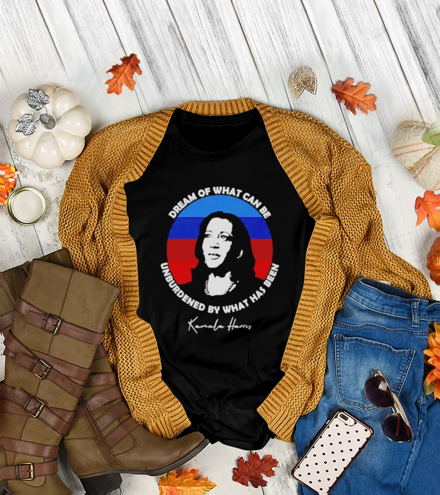 Dream Of What Can Be Unburdened By What Has Been Kamala Harris Circular Portrait in Red Blue Black White T-Shirt