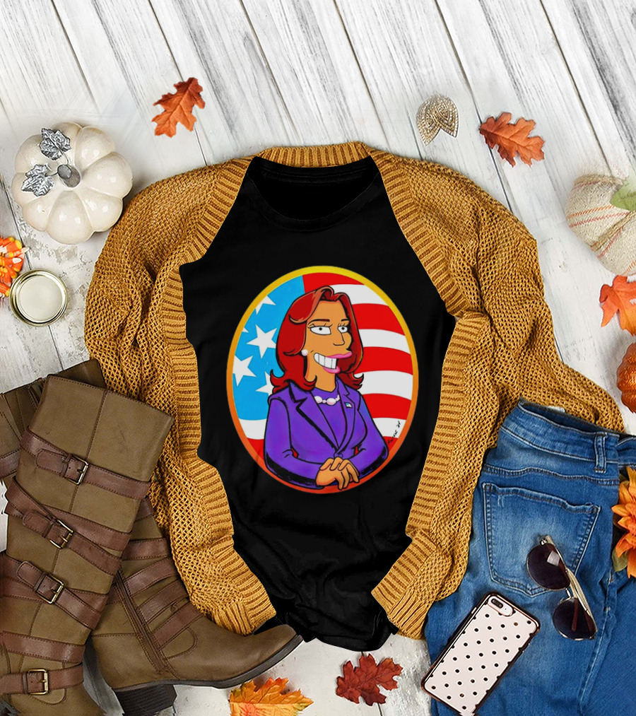 Anna Maltese Kamala Devi Harris Cartoon Character American Flag T-Shirt