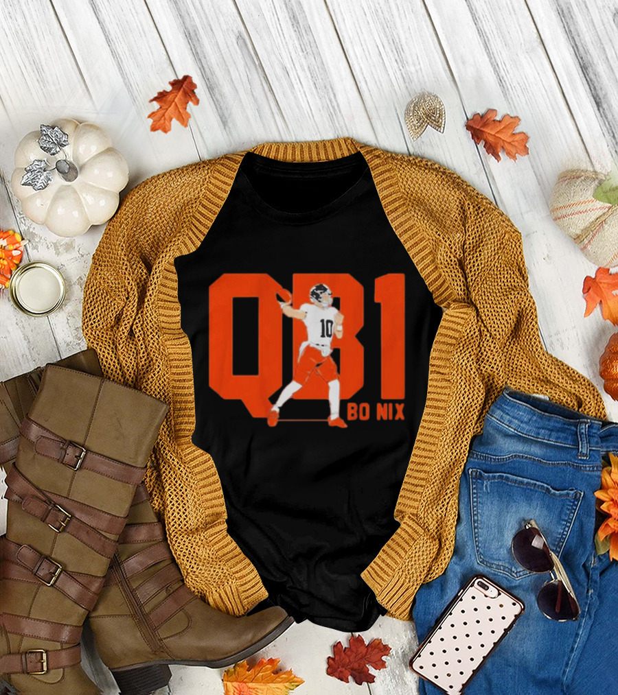 Denver Broncos QB1 Bo Nix Football Quarterback T-Shirt
