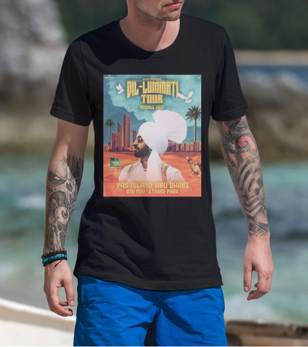 Diljit Dosanjh Dil-Luminati Tour Middle East Yas Island Abu Dhabi 9th Nov Etihad Park T-Shirt