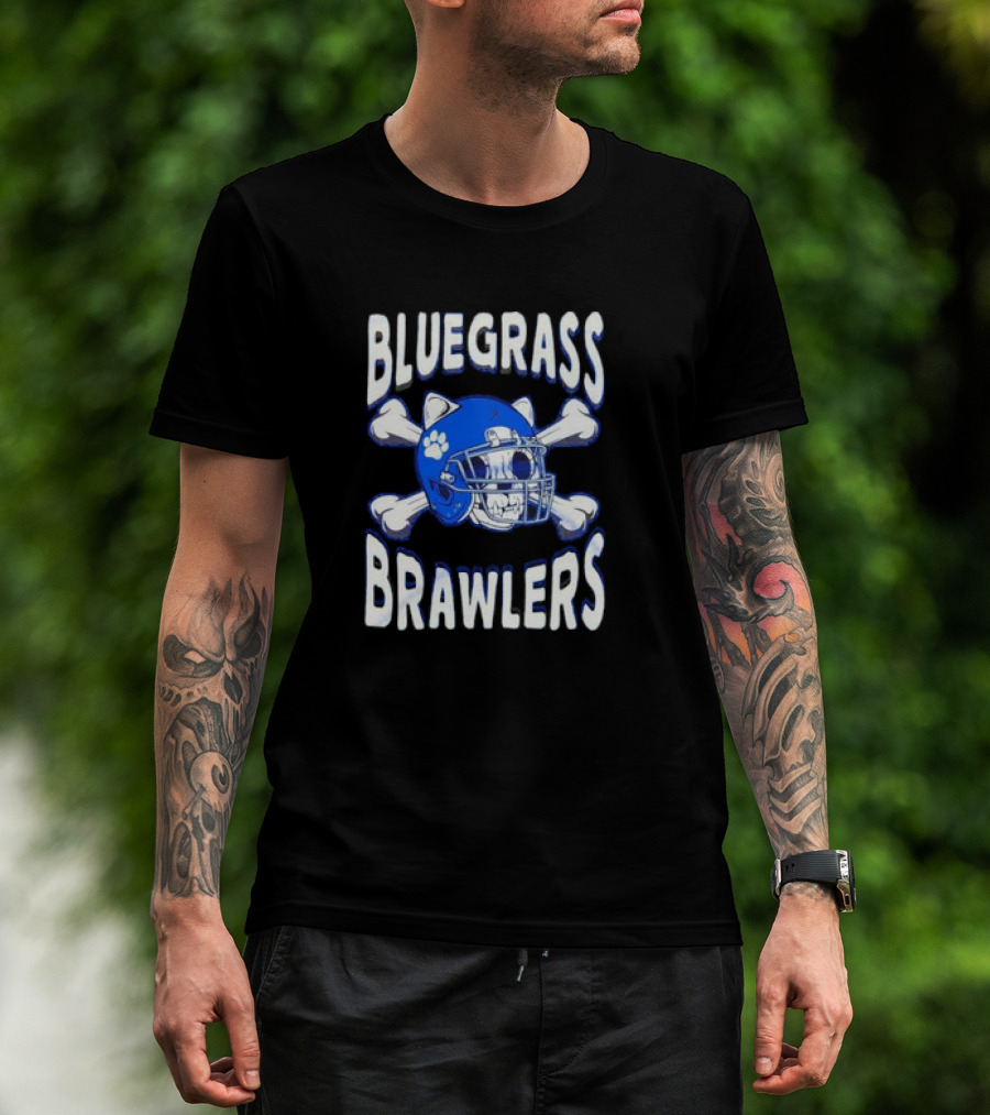 Bluegrass Brawlers Kentucky Wildcats Blue Skeleton Helmet With Bones T-Shirt