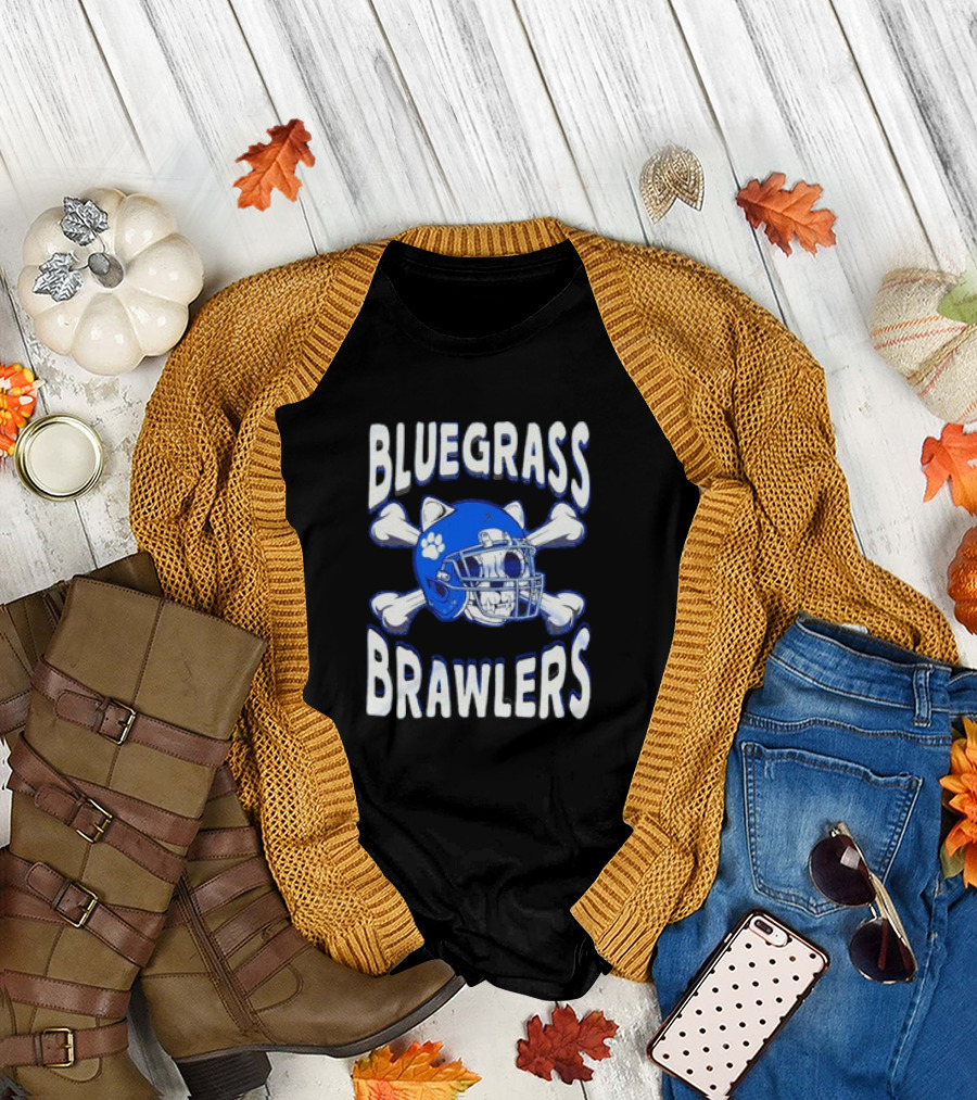 Bluegrass Brawlers Kentucky Wildcats Blue Skeleton Helmet With Bones T-Shirt