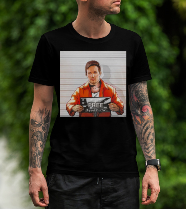 Free Pavel Durov Mugshot Cartoon T-Shirt