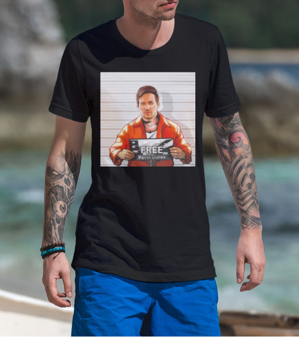 Free Pavel Durov Mugshot Cartoon T-Shirt