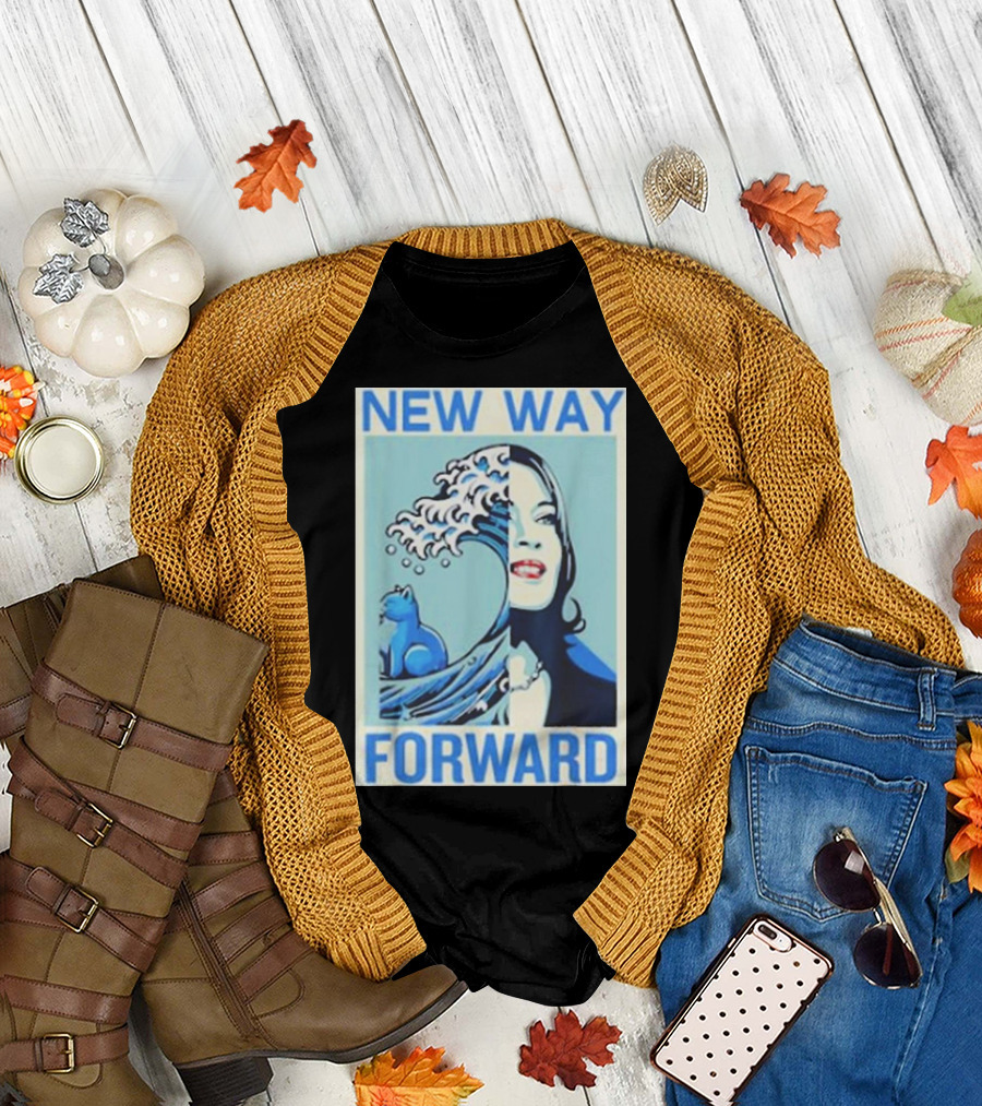 Kamala Harris New Way Forward Blue Wave Cat T-Shirt
