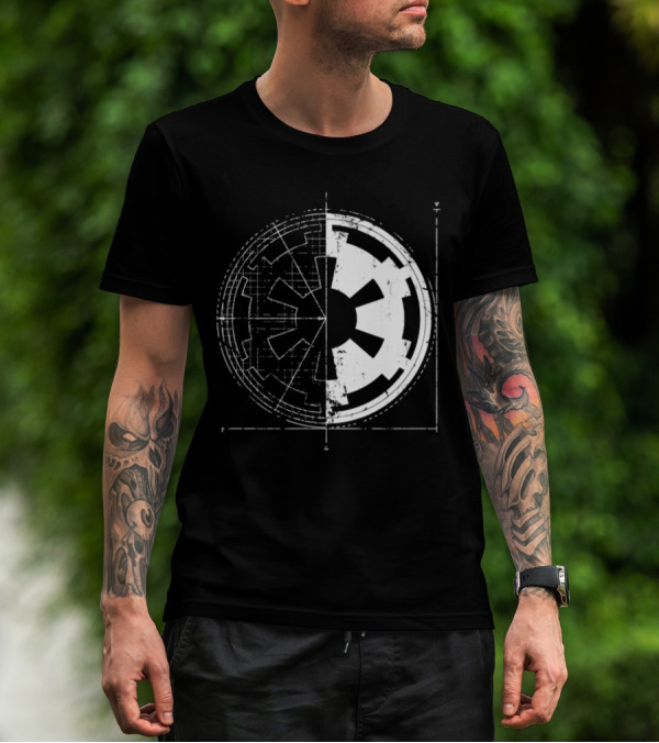 Galactic Empire Emblem Blueprint Schematic Diagram T-Shirt