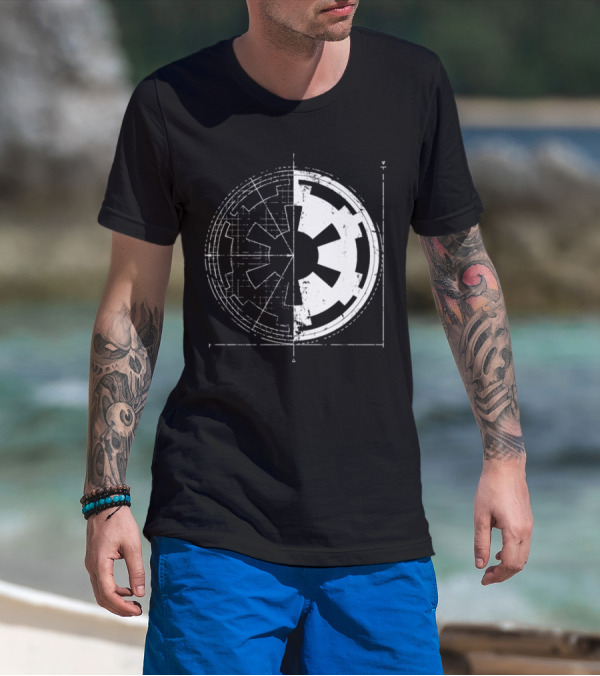 Galactic Empire Emblem Blueprint Schematic Diagram T-Shirt