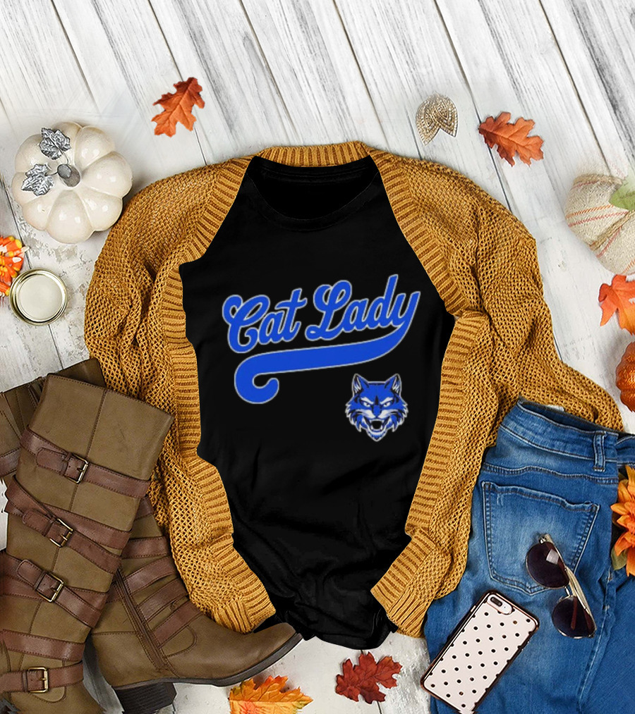 Cat Lady Wildcat Baseball Team T-Shirt