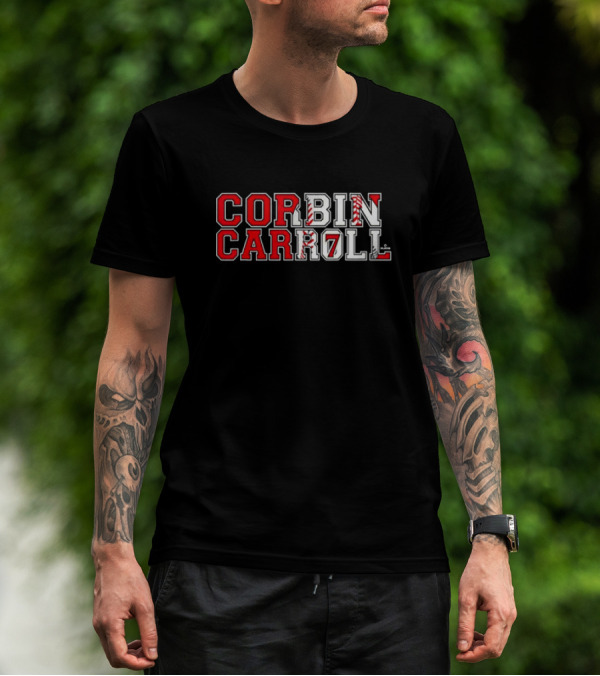 Corbin Carroll Arizona Baseball Player Name Block Letter T-Shirt
