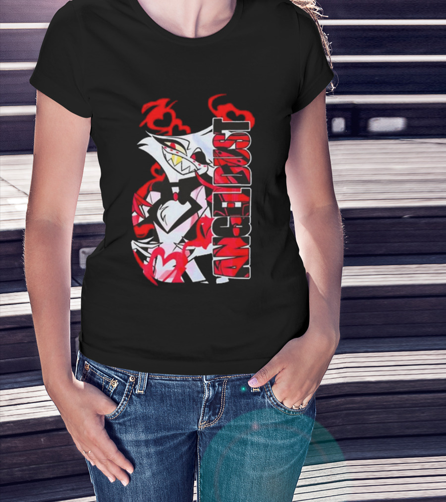 Hazbin Hotel Angel Dust Character With Red Flames T-Shirt