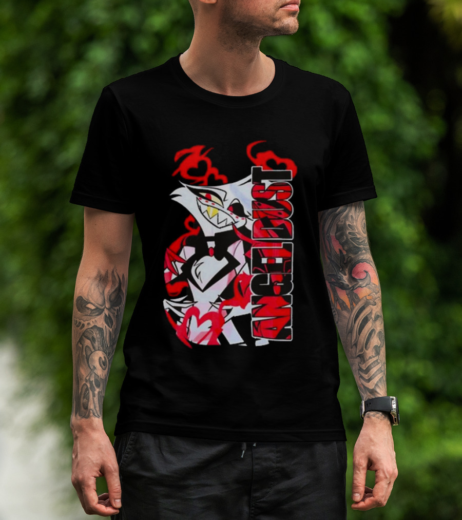 Hazbin Hotel Angel Dust Character With Red Flames T-Shirt