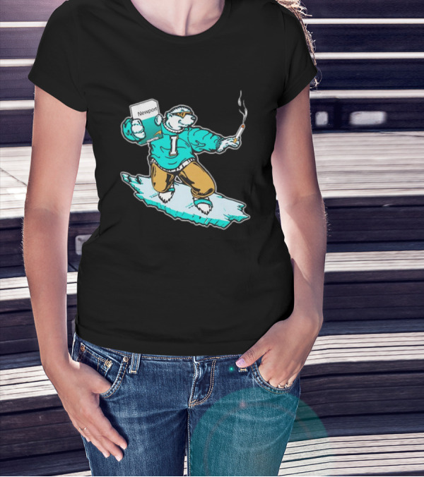 Newport Cigarettes Icee Bear Smoking Hockey T-Shirt