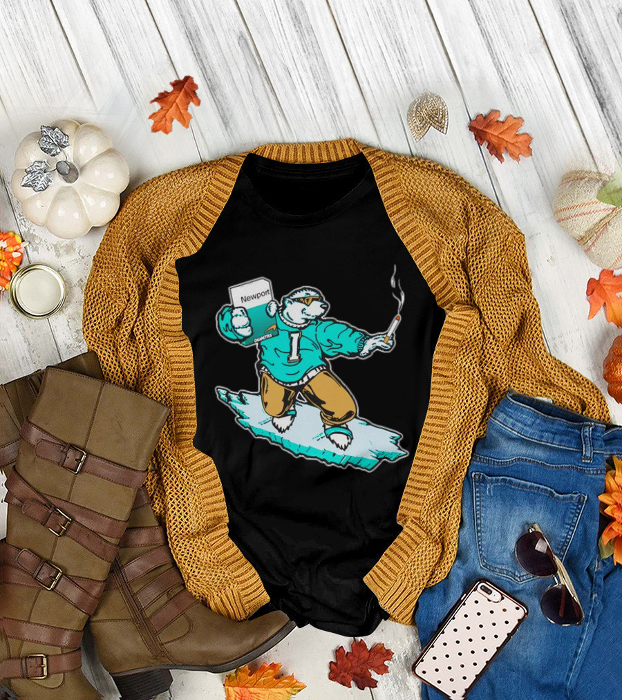 Newport Cigarettes Icee Bear Smoking Hockey T-Shirt