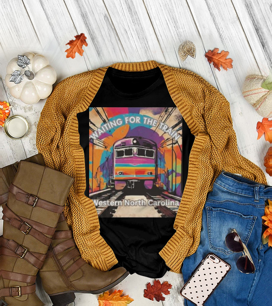 Waiting For The Train Vibrant Scene Western North Carolina T-Shirt