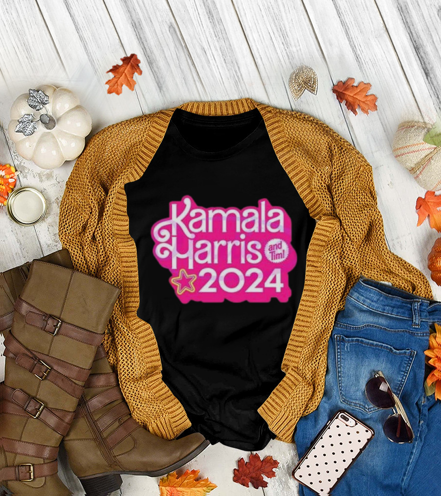 Kamala Harris and Tim 2024 Pink Star T-Shirt