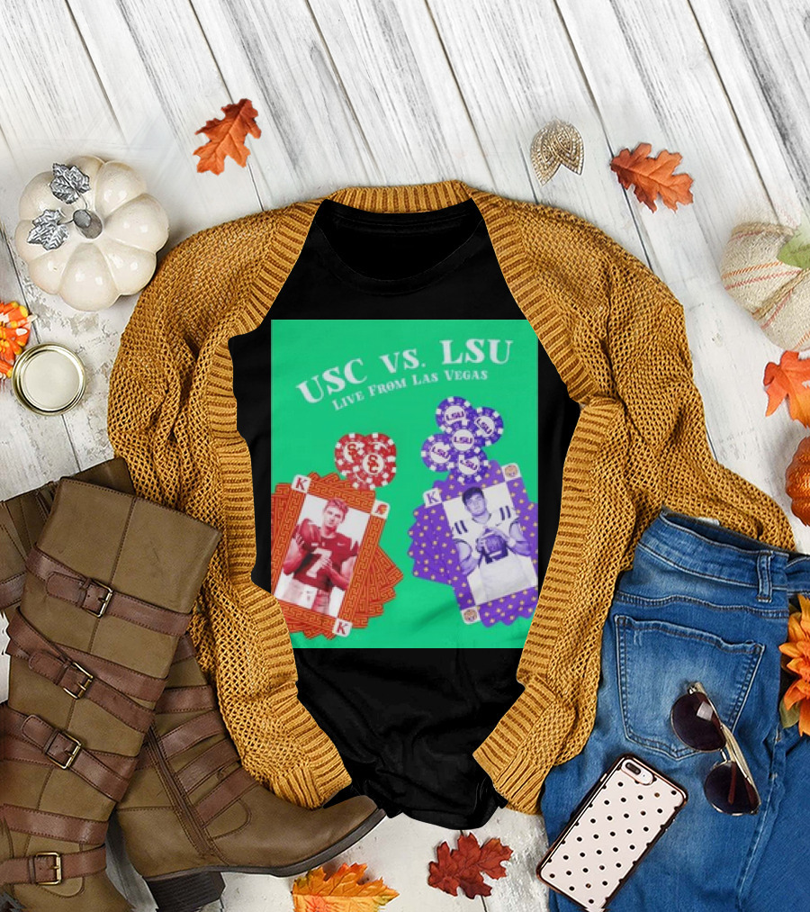 USC vs LSU Live from Las Vegas Poker Cards T-Shirt