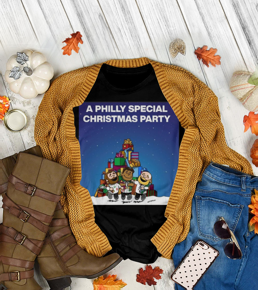A Philly Special Christmas Party 2024 Presents Stack Joyful Trio T-Shirt