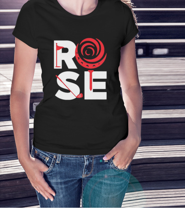Rose Golf Flag Swirl Iconic Stacked Letters T-Shirt