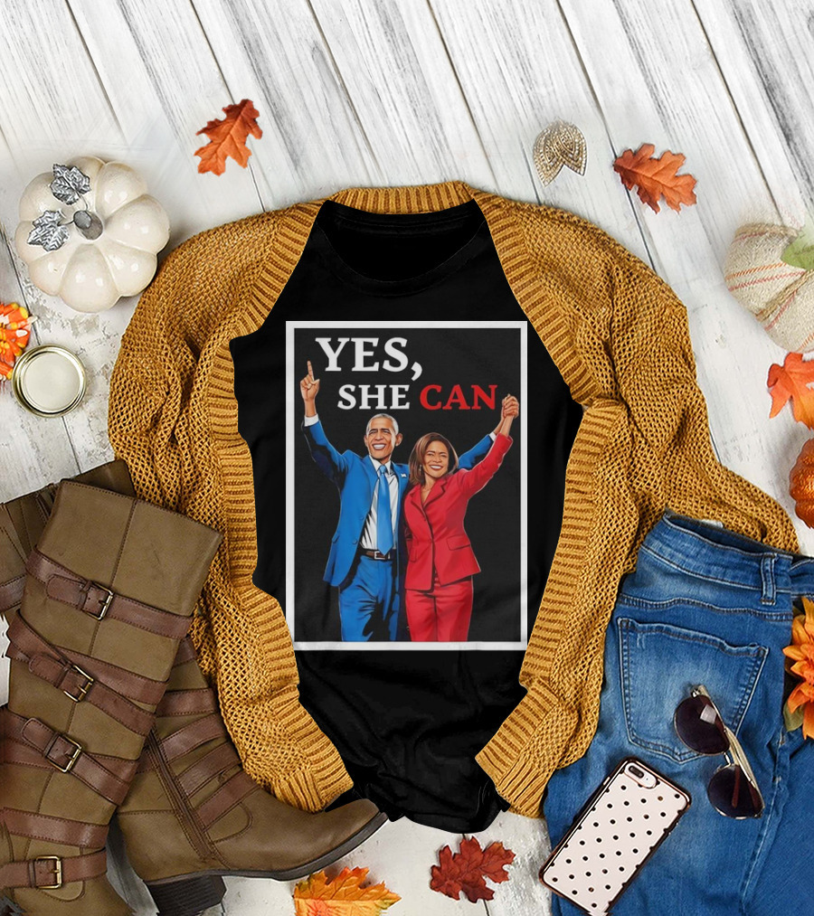 Kamala Harris Barack Obama Yes She Can T-Shirt