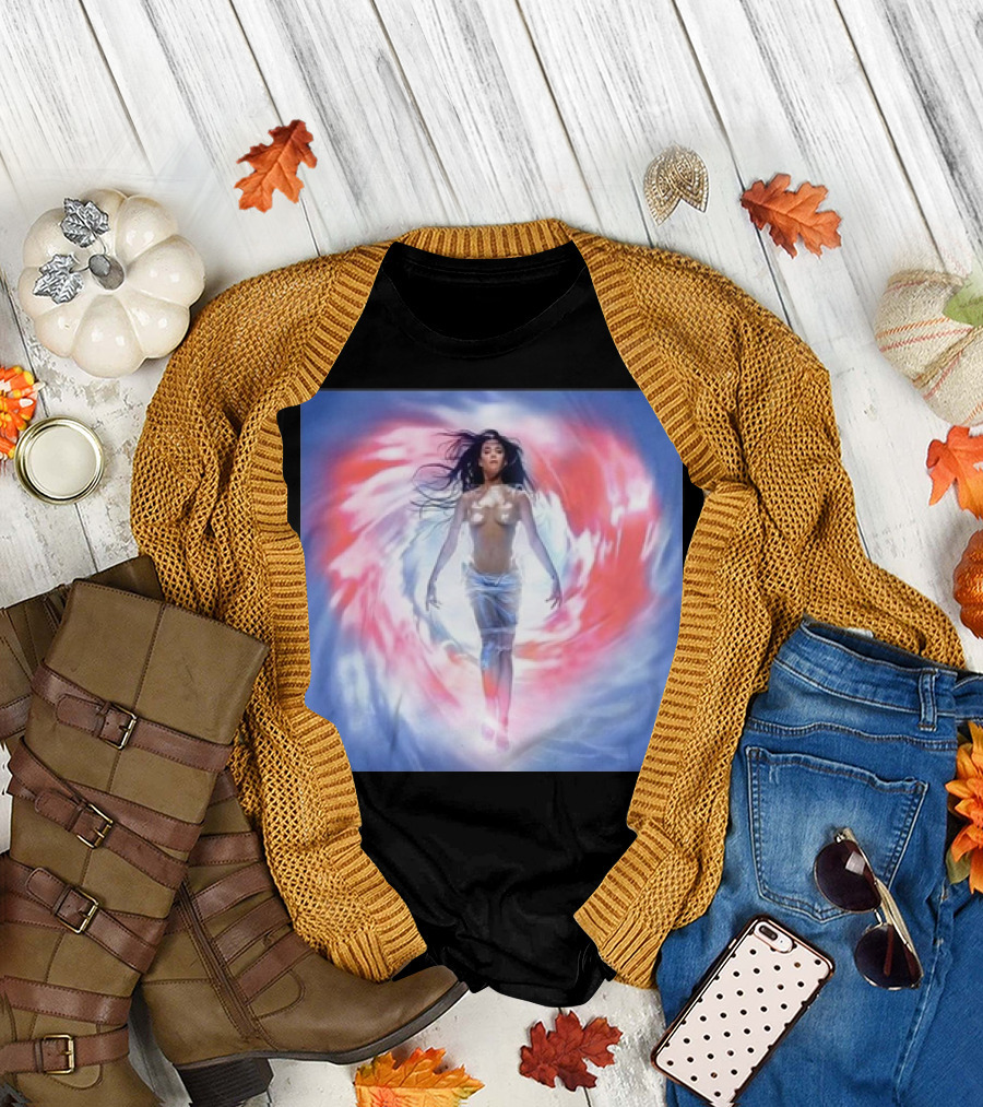 Ethereal Woman Emerging from Cosmic Vortex T-Shirt