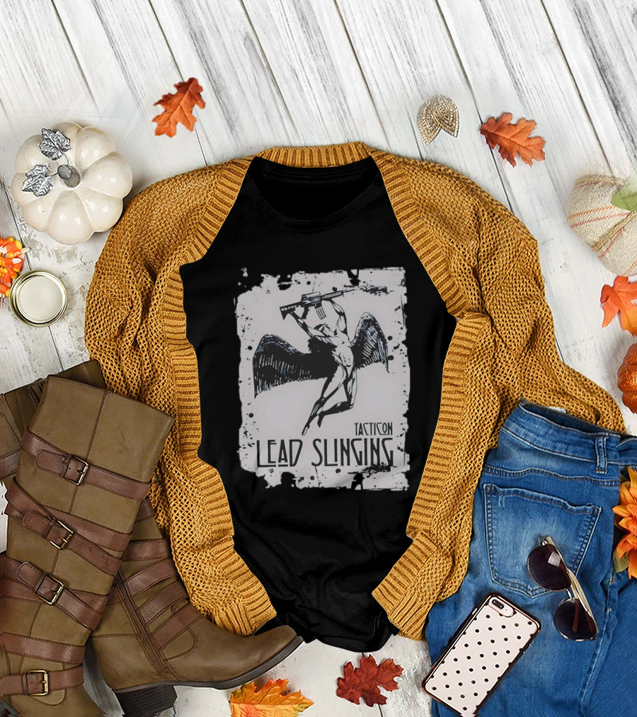 Tacticon Lead Slinging Angel with Rifle T-Shirt
