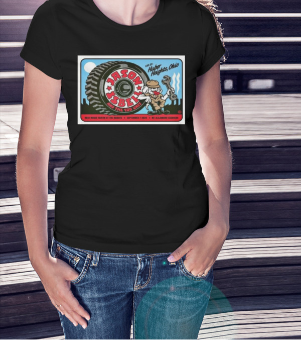 Jason Isbell And The 400 Unit Live Huber Heights Ohio September 7 2024 Rose Music Center Poster With Alejandro Escovedo T-Shirt