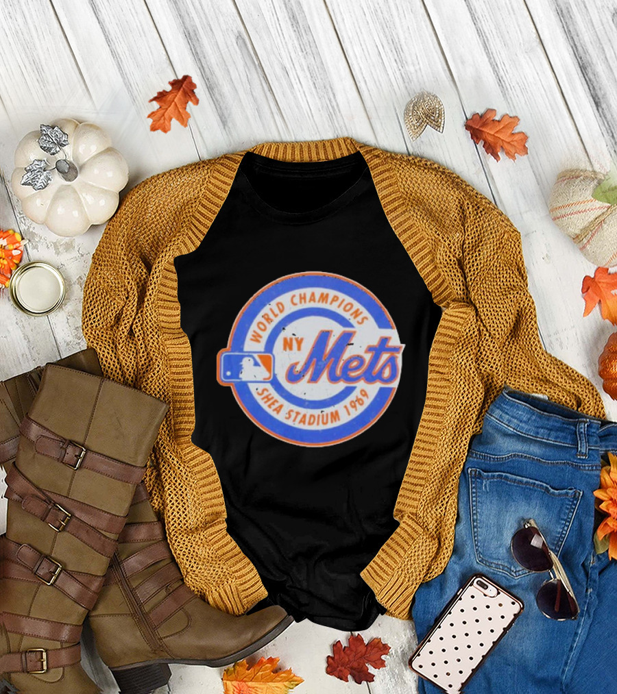 New York Mets World Champions Shea Stadium 1969 Baseball Team Logo NY T-Shirt