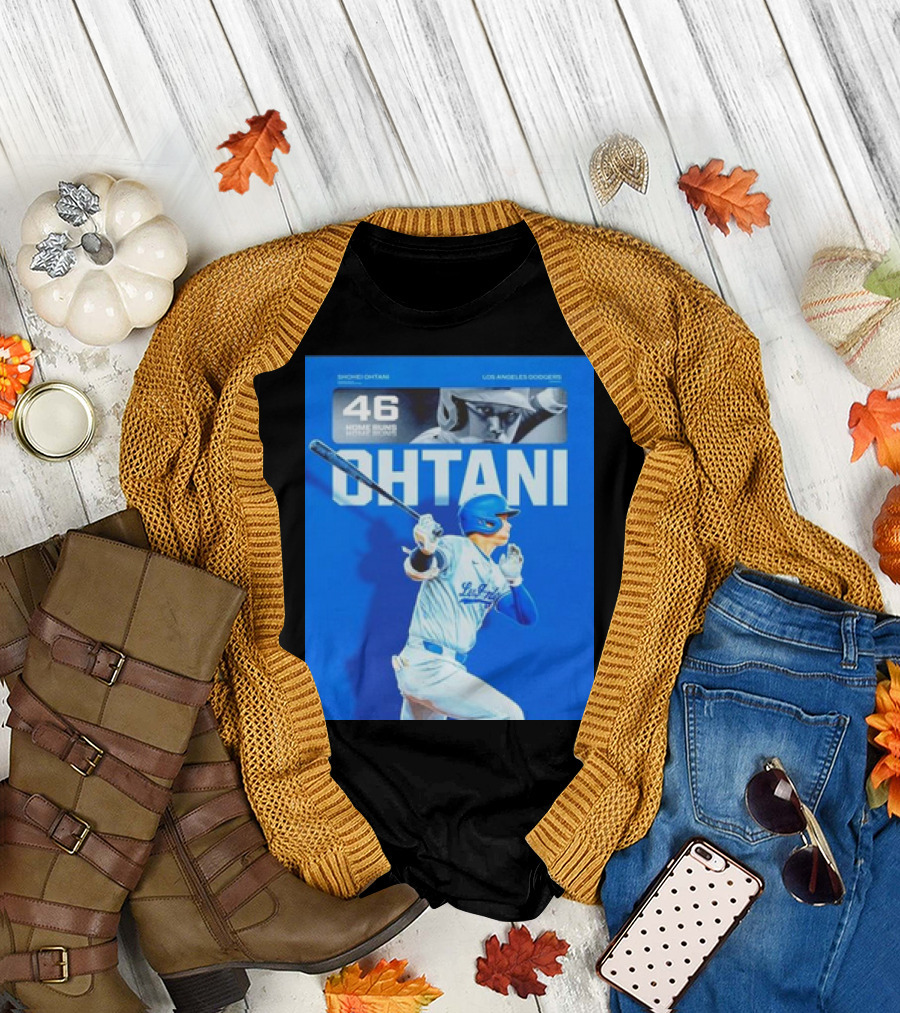 Shohei Ohtani Los Angeles Dodgers 46 Home Run Milestone in Sight T-Shirt