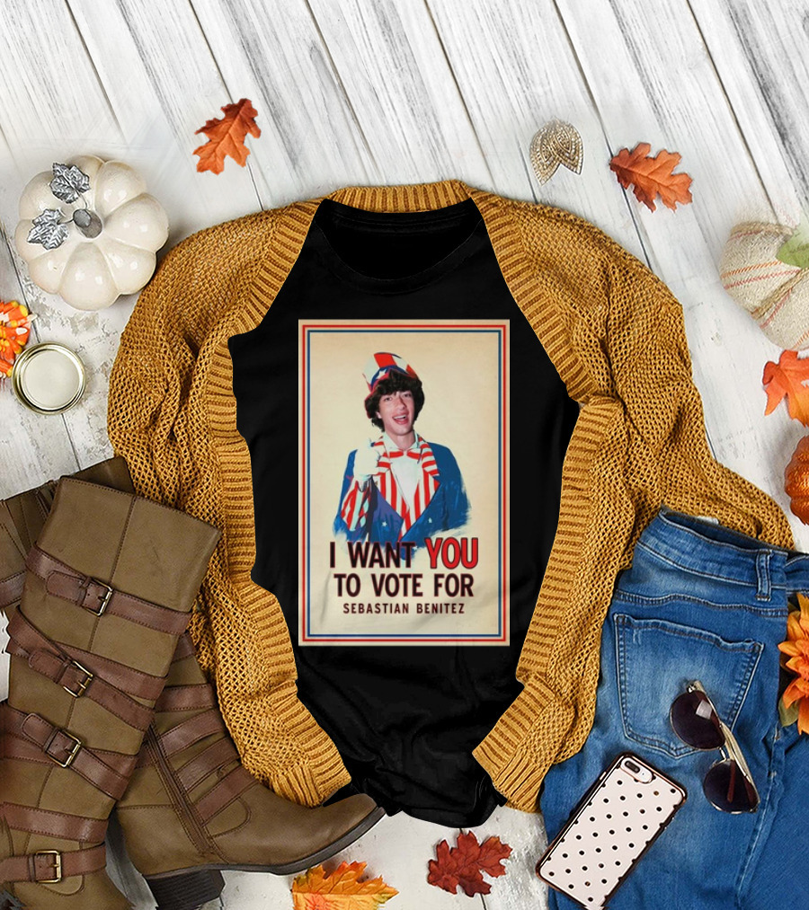 I Want You to Vote for Sebastian Benitez Patriotic Uncle Sam Costume T-Shirt