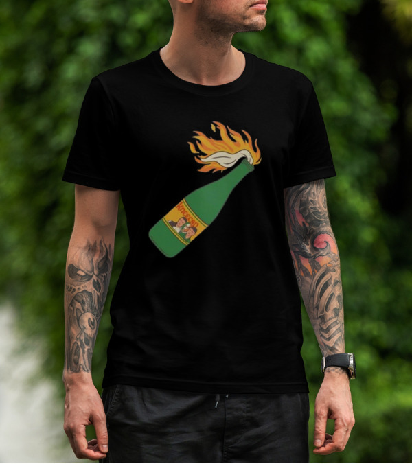 Kneecap Flaming Buckfast Molotov Bottle Green T-Shirt