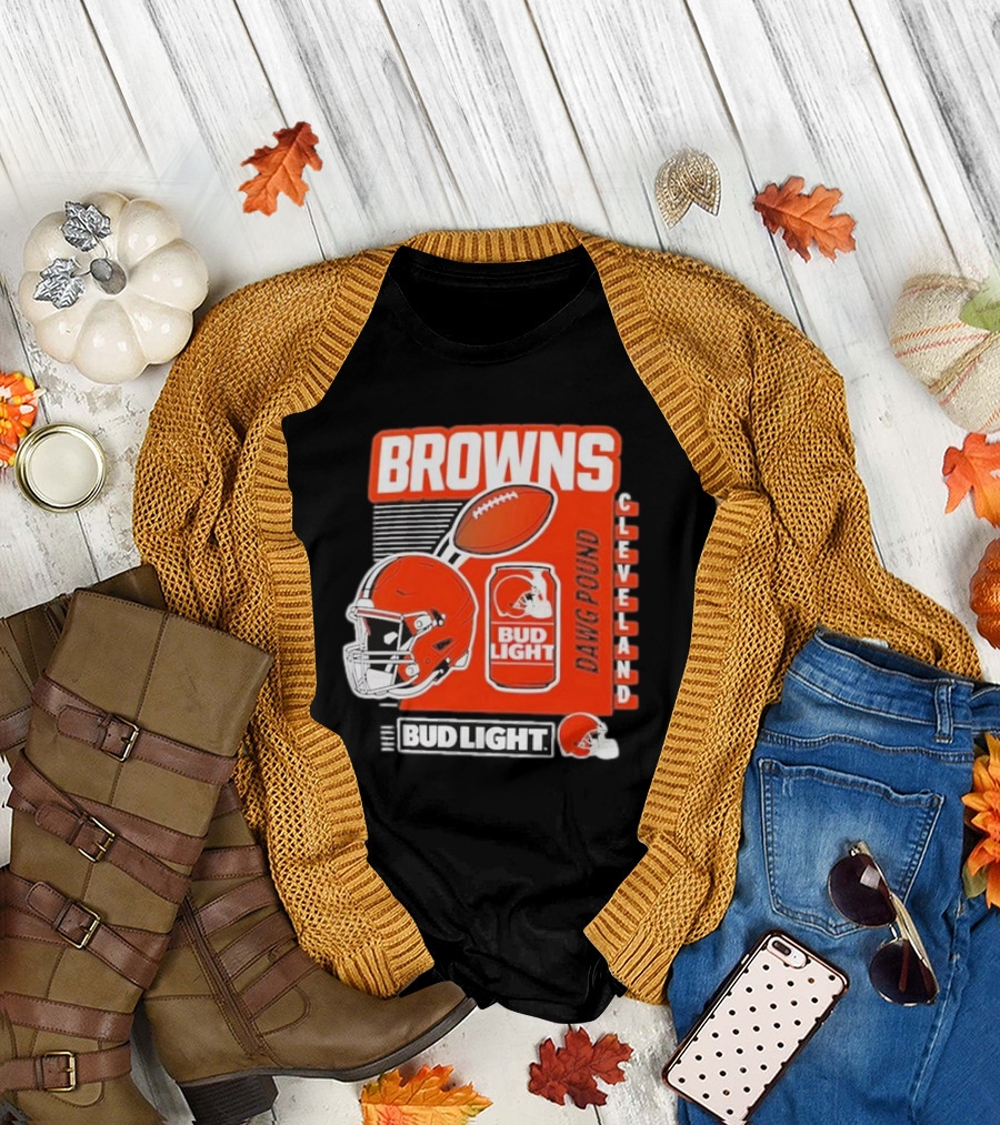 Browns Cleveland Bud Light Dawg Pound Football Helmet T-Shirt