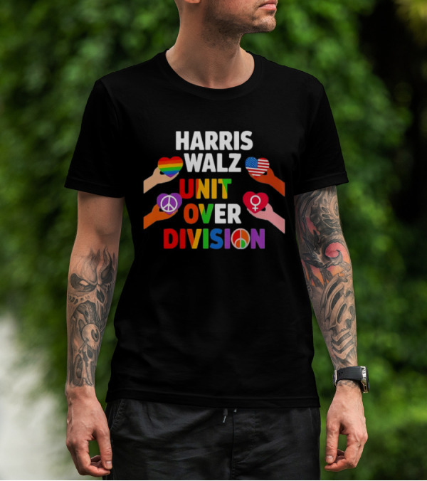 Harris Walz Unity Over Division Peace Gender Equality American Flag T-Shirt